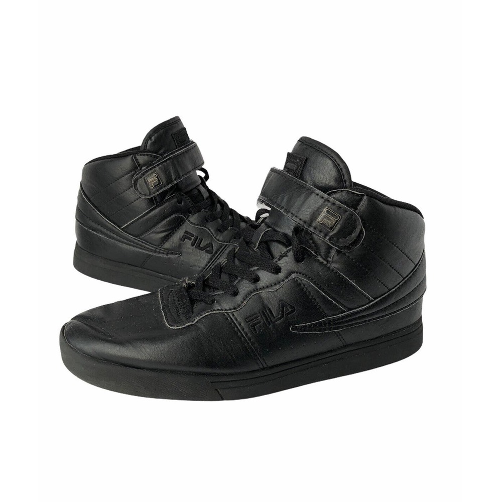 Fila A High Top Textile Leather Mens Shoes Sneakers Black Ankle Strap Size 8.5